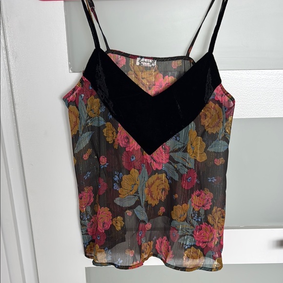 Free People Black and Pink Asymmetrical Camisole - Picture 1 of 4